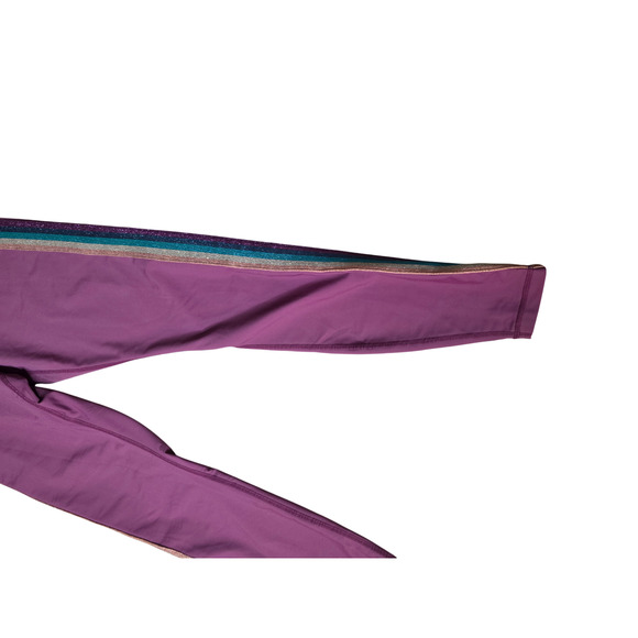 Athleta Set Small Bra Leggings Purple Rainbow Stripe Glitter Trim Matching Activ - Picture 10 of 12